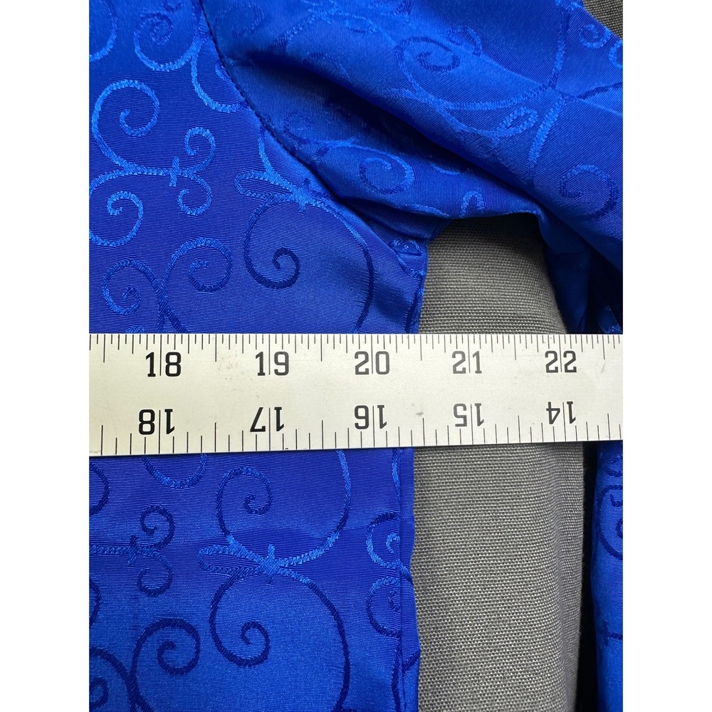 Leslie Fay Sport Royal Blue Jacquard Swirl Scroll Long Sleeve Blouse Women's 8 - Picture 6 of 11